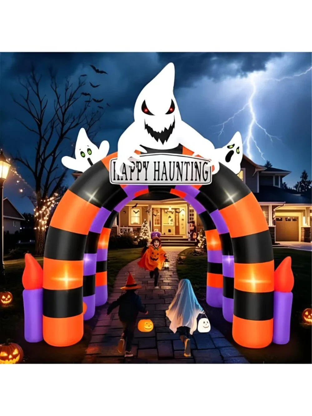 10FT Halloween Inflatable Arch Ghost Inflatable Tunnel with Candle